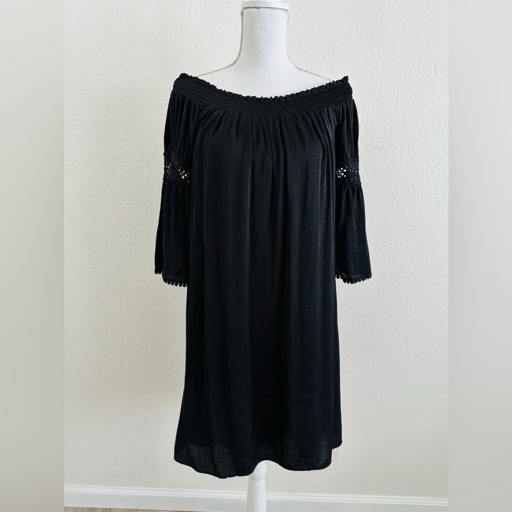 JENNIFER LOPEZ Off the Shoulder pullover Lace Detailed Dress Size L - Picture 4 of 9